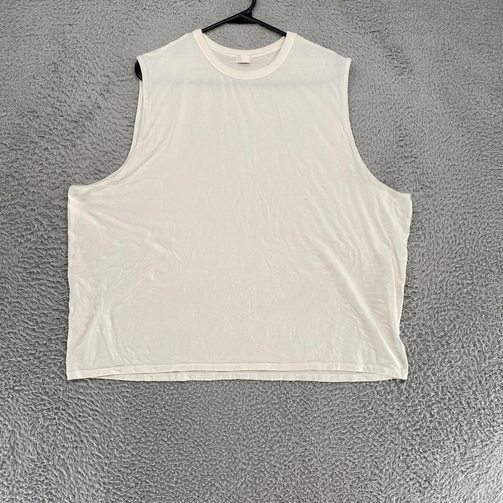 Skims Tank Top Womens XL White Muscle Tee Crew Neck Relaxed Boxy Stretch Jersey